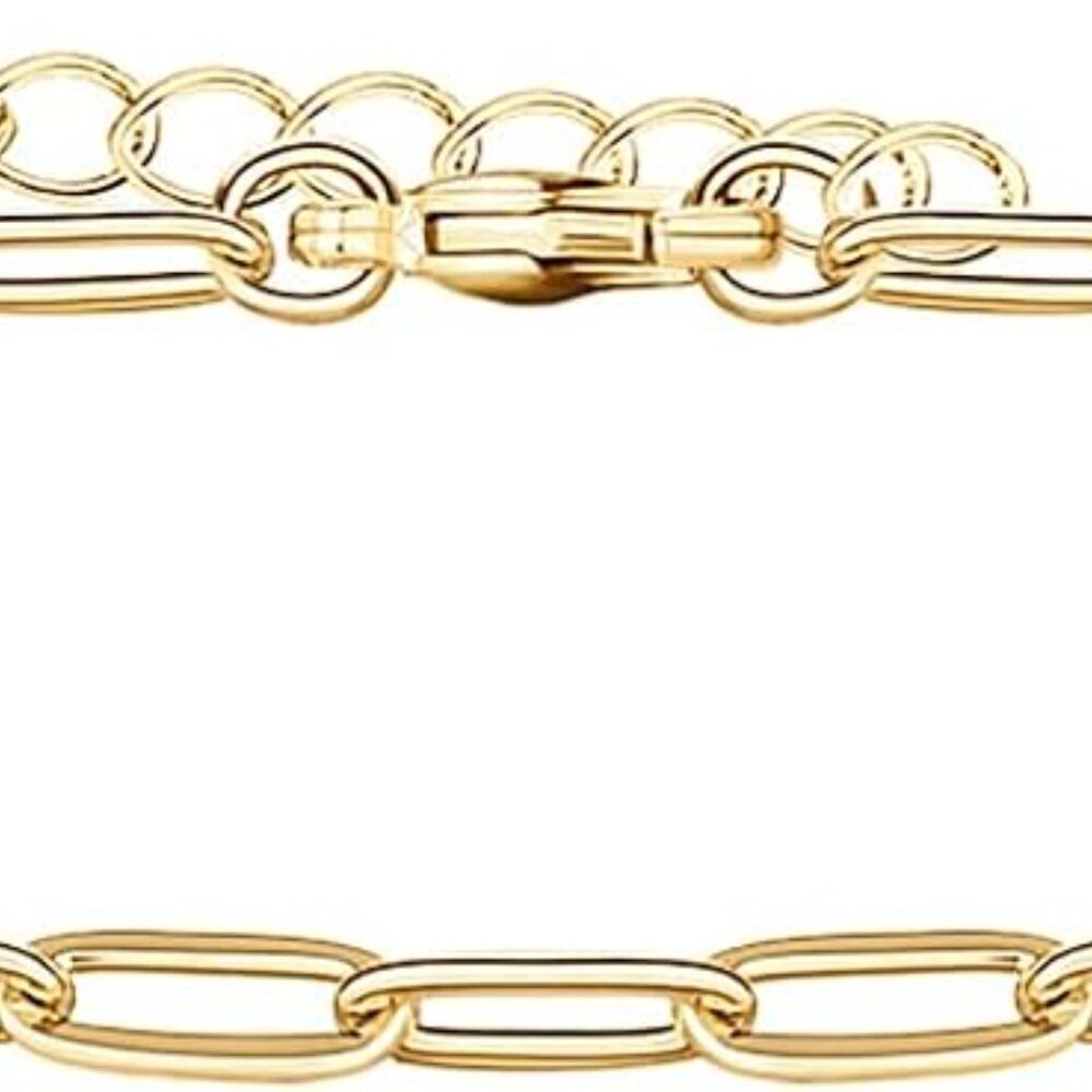 14K-18K Gold Plated Charm Link Flat Gold Anklets for Women | Beaded Marina Link